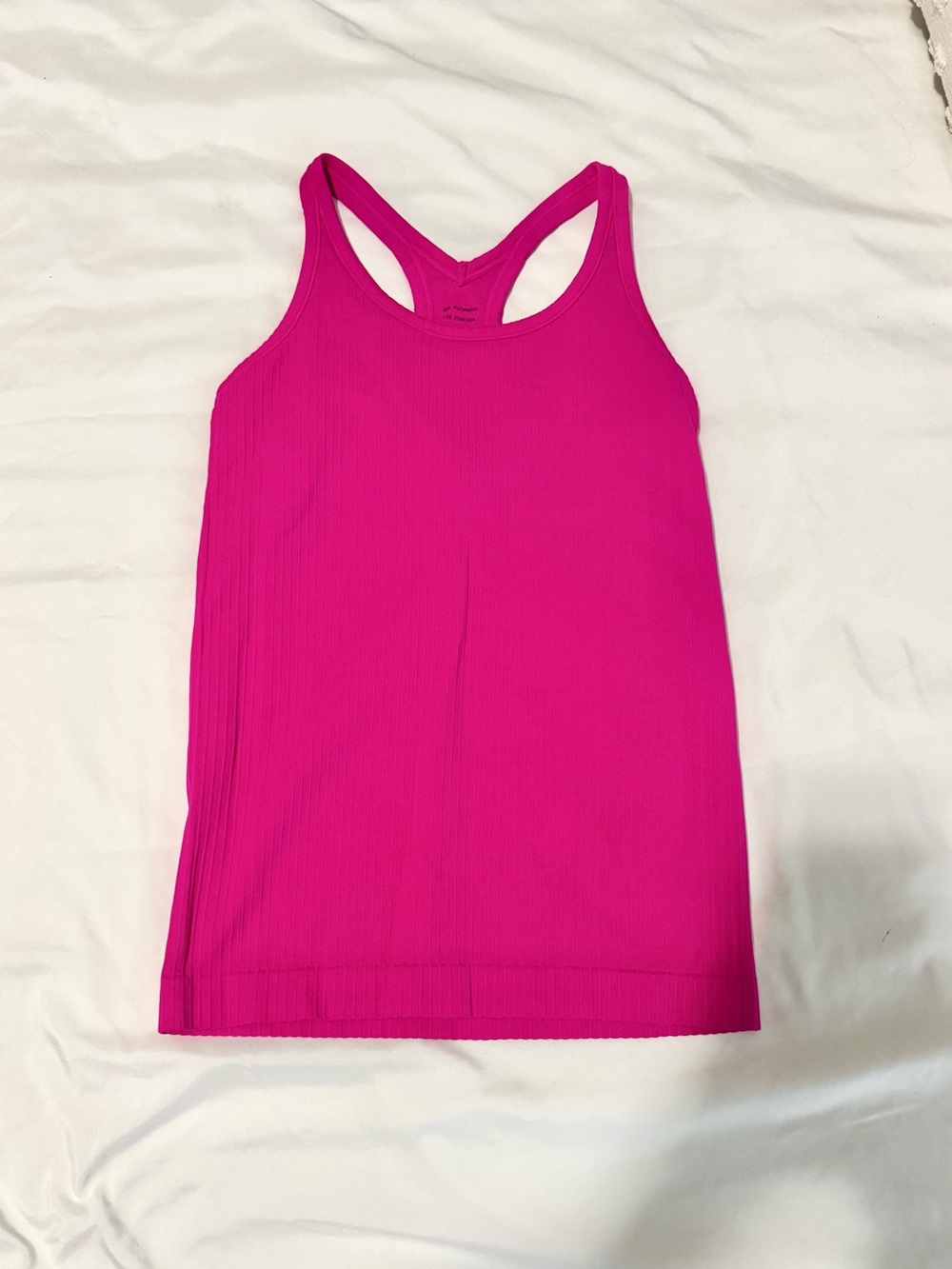 Bright Pink Ribbed Racerback Tank Top - Women's